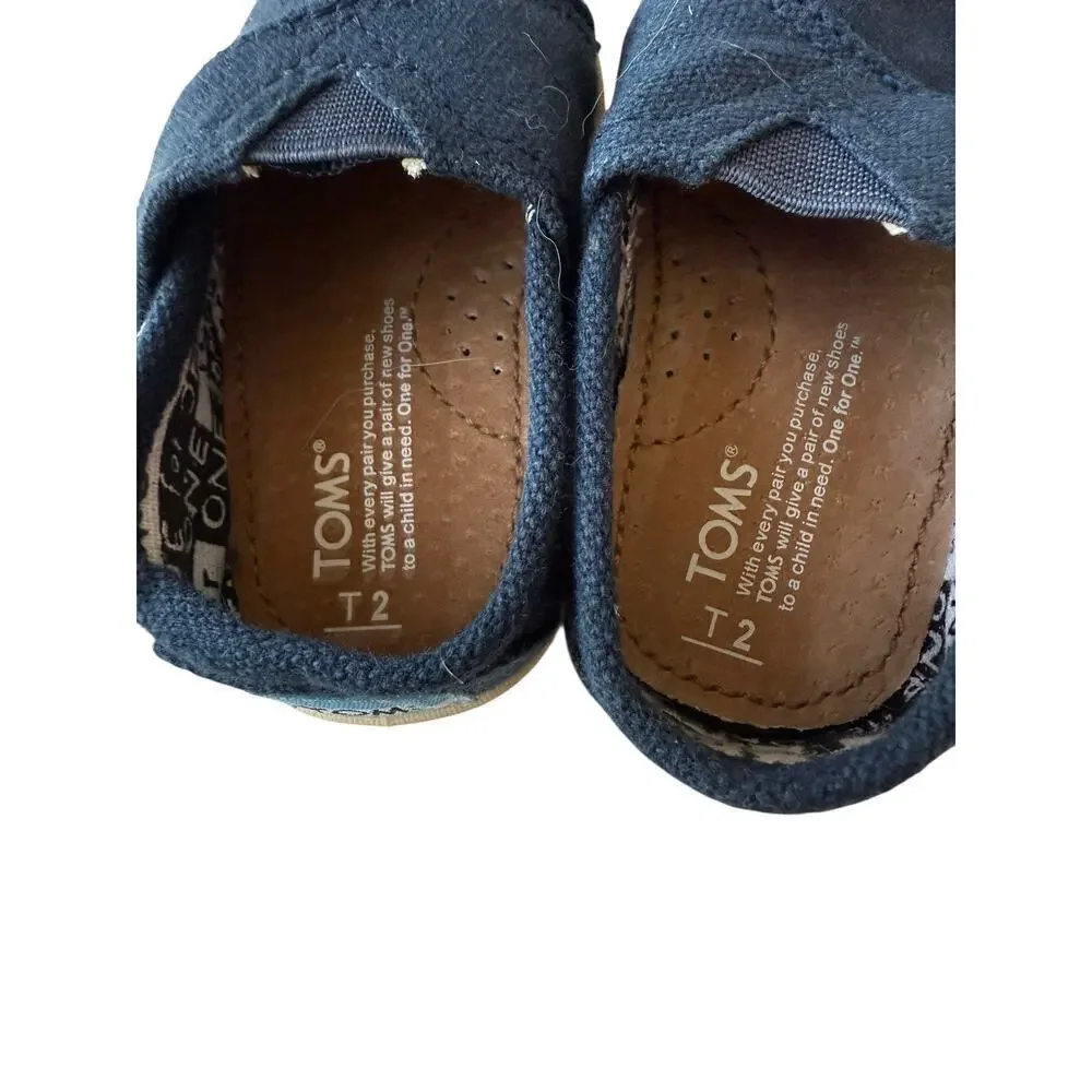 TOMS Boys Navy Alpargata Casual Shoes Size 2